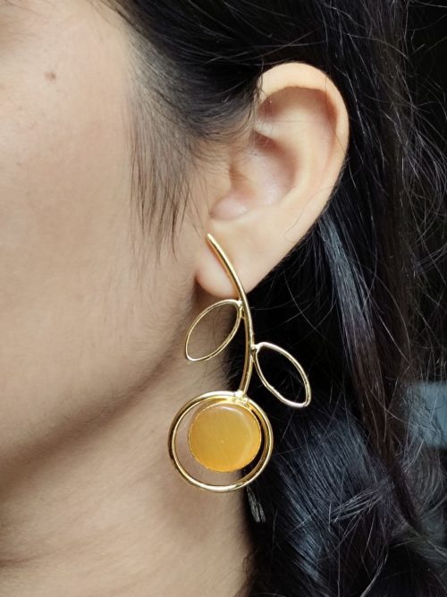 Gold plated Monalisa stone lightweight party wear earrings