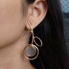 Gold plated Monalisa stone lightweight party wear earrings