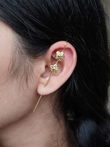 Beautiful Ethnic Flower Earcuff | Gold Plated Daily Use Jewelry for Girls