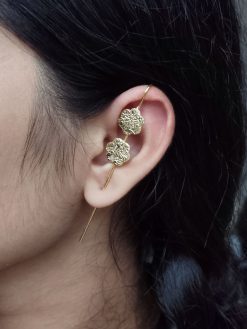 Gold plated floral design earcuff for girls