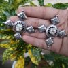 Boho inspired earrings silver plated pearl work ethnic earrings for women.