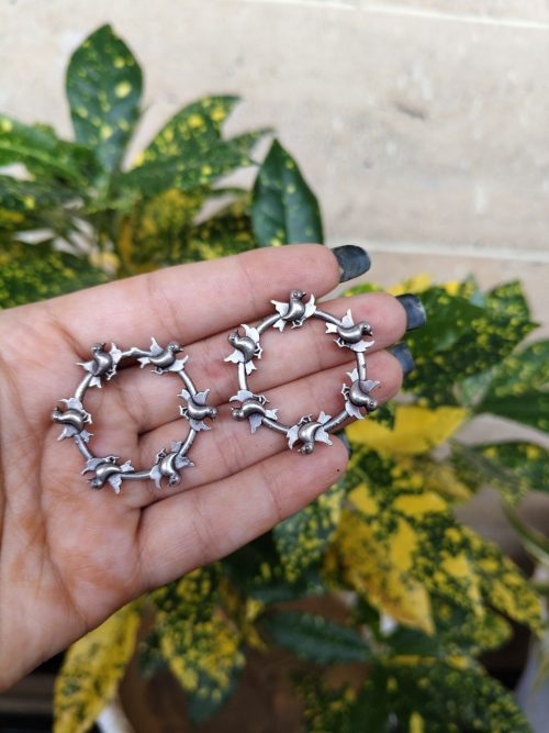 Oxidized silver plated bird stud earrings for women, ethnic daily wear jewelry