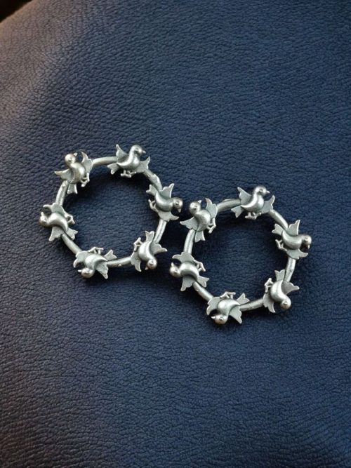 Oxidized silver plated bird stud earrings for women, ethnic daily wear jewelry