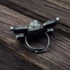 Silver plated oxidized look ring with pearl work for party wear