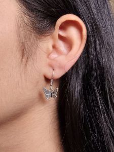 German Silver Dangler Butterfly Hook Earrings | Perfect for Daily Use & Casual Wear