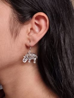Lightweight German silver elephant earrings for everyday and casual wear.