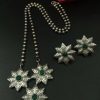 Handmade Silver Replica Flower Necklace with Matching Earrings – Long Elegant Floral Design Jewelry Set for Women
