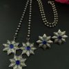 Handmade Silver Replica Flower Necklace with Matching Earrings – Long Elegant Floral Design Jewelry Set for Women