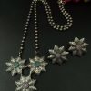 Handmade Silver Replica Flower Necklace with Matching Earrings – Long Elegant Floral Design Jewelry Set for Women
