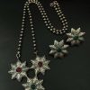 Handmade Silver Replica Flower Necklace with Matching Earrings – Long Elegant Floral Design Jewelry Set for Women