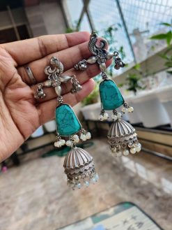 Handmade Silver Replica Long Jhumki Earrings for Women