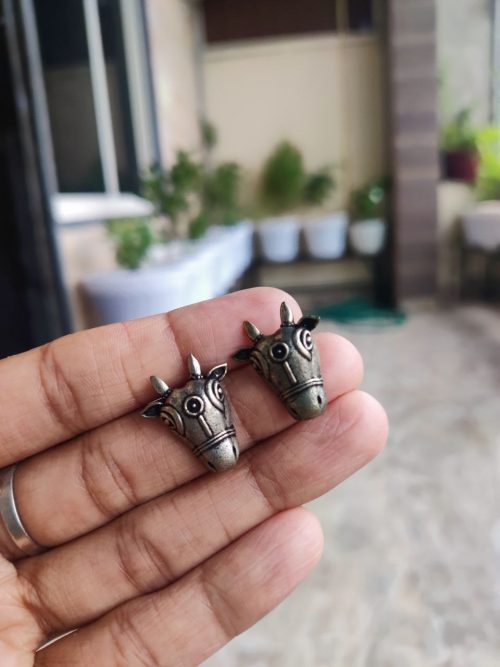 Lightweight Nandi Face Stud Earrings | Animal Lover Stud Jewelry - Image 2