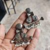 Silver Replica Antique Stud Earrings | Premium Vintage Look Jewelry