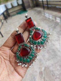 Premium Quality Oxidised Monalisa Dangler Stone Earrings For Girls