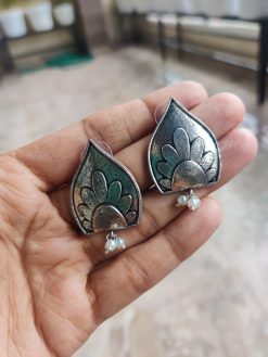 Silver Plated Unique Flower Style Earrings | Classic Stud Jewelry