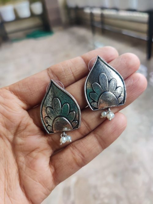 Silver Plated Unique Flower Style Earrings | Classic Stud Jewelry