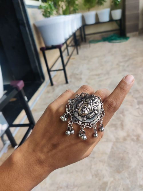 Silver Plated Godress Durga Ring Jewelry For Girls | Best Navratri Rings Collection - Image 2
