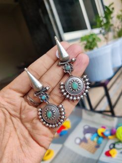 Silver Replica Dangler Earrings | Traditional Stud Oxidized Jewelry