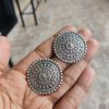 Elegant Silver Plated Round Stud Earrings | Ethnic Wear Jewelry For Girls / Woman