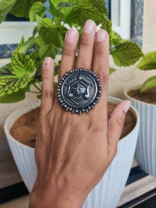 Oxidised Navratri Special Durga Rings | Best Adjustable Size Ring Jewelry