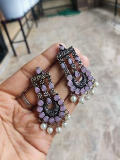 Silver Replica Stone Work Jewelry | Antique Stone Stud Earrings