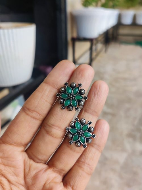 Silver Plated Stone Stud Earrings | Daily Use Jewelry