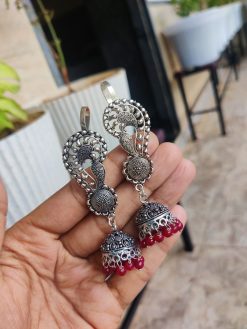 Stylish Silver Plated Earcuff With Pearl Jhumki Earrings | Women?s Earcover Jewelry