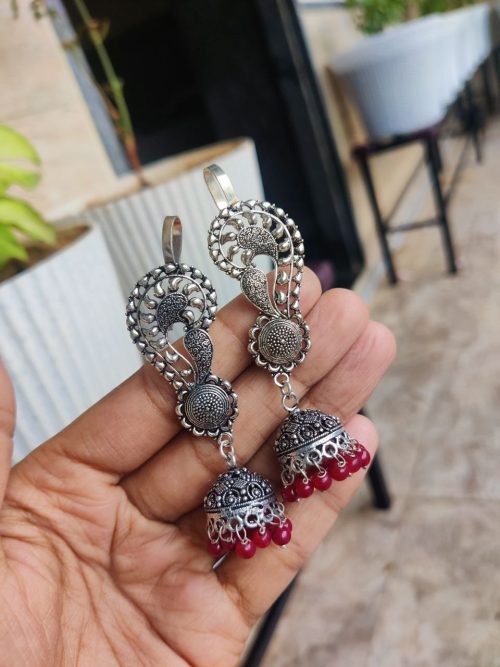 Stylish Silver Plated Earcuff With Pearl Jhumki Earrings | Women?s Earcover Jewelry