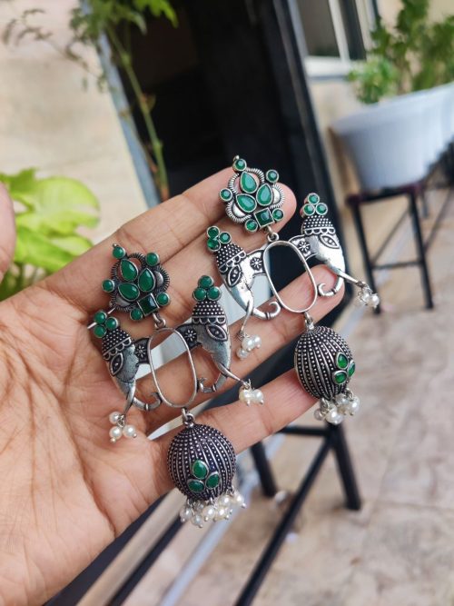 Silver Plated Ganesha Stud Earrings | Lightweight Long Dangler Jewelry