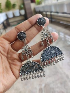 Silver Plated Dangler Earrings | Oxidized German Silver Jewelry
