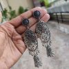 Silver Plated Long Jhumka Earrings | Oxidized Dangler Jewelry