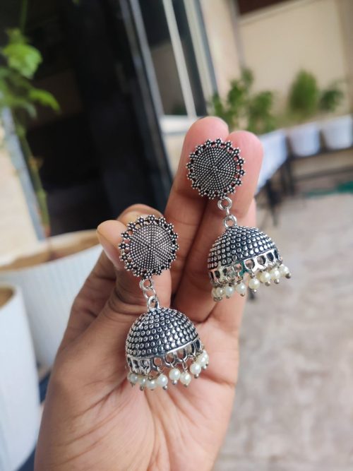 Traditional Silver Plated Jhumka Jewelry | Trendy Without Stone Stud Earrings