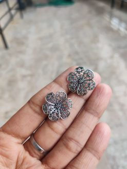 Simple Silver Plated Stud Earrings | Unique Stud Design FOr Girls