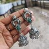 German Silver Jhumka Earrings | Oxidized Long Stud Jewelry