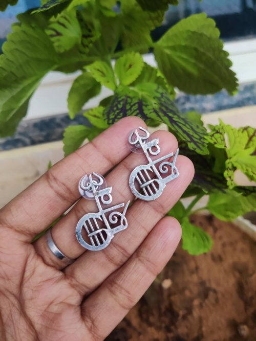 Elegant Silver Replica Shiv Stud Earrings | Perfect Jewelry Blessed Gift - Image 2