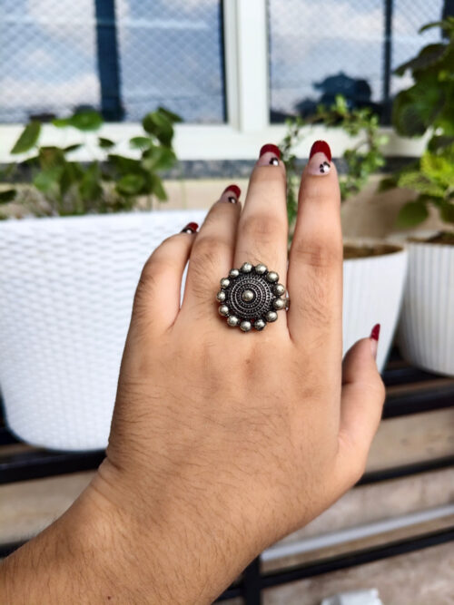 Stylish Oxidised Adjustable Ring | Elegant Ethnic Jewelry for Women