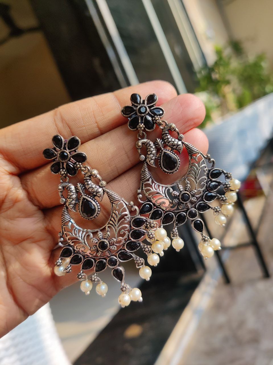 Silver Plated Peacock Dangler Earrings | Traditional Ethnic Jewelry for Women 1 Silver Plated Peacock Dangler Earrings | Traditional Ethnic Jewelry for Women