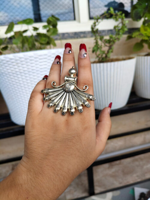 Unique Antique Golden Oxidised Adjustable Ring | Stylish Ethnic Jewelry for Women