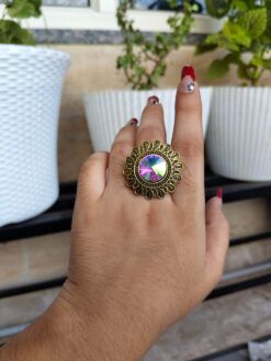 Elegant Antique Gold Plated Adjustable Ring | Stylish Ethnic Jewelry for Women