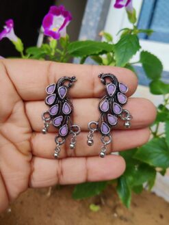 Stylish Peacock Stone Stud Earrings for Girls | Elegant Daily Wear Jewelry