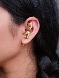Gold-plated fish earcuff for ethnic and western daily wear.