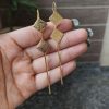 Gold plated square earcuff textured jewelry for women