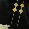 Gold plated square earcuff textured jewelry for women