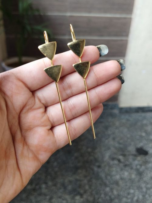 Gold plated triangle earcuff ethnic jewelry for women and girls