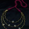 Gold plated vintage look alike stone necklace with adjustable thread