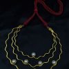 Gold plated vintage look alike stone necklace with adjustable thread