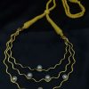 Gold plated vintage look alike stone necklace with adjustable thread