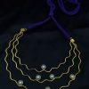 Gold plated vintage look alike stone necklace with adjustable thread