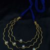 Gold plated vintage look alike stone necklace with adjustable thread