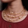 Gold plated vintage look alike stone necklace with adjustable thread